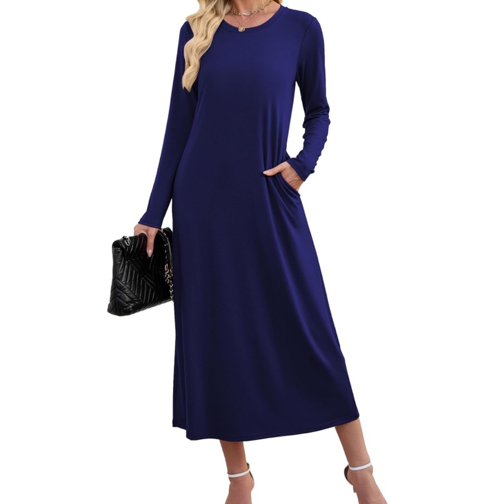 Chic Royal Blue Long Sleeve Dress